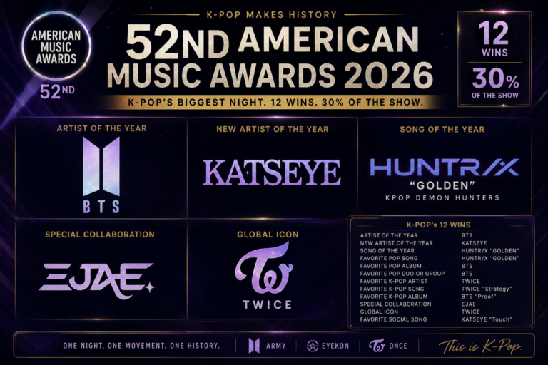 K-pop 52nd American Music Awards 2026 winners