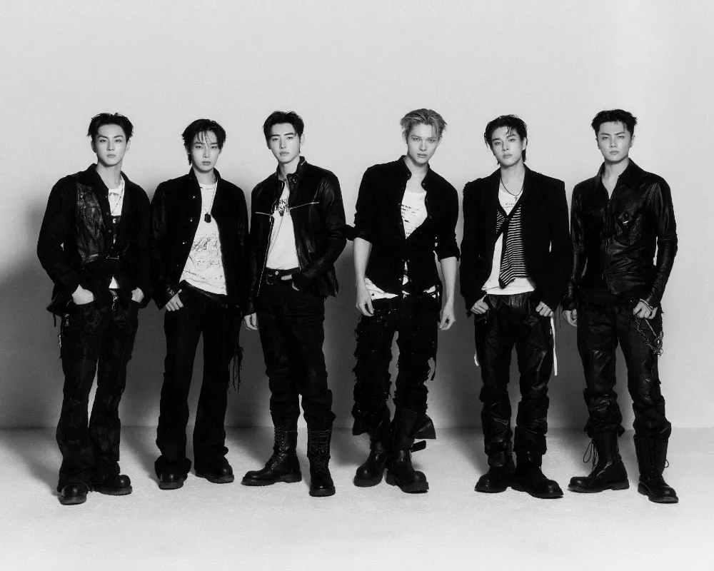 ENHYPEN members showcasing a modern, edgy concept in a group image.